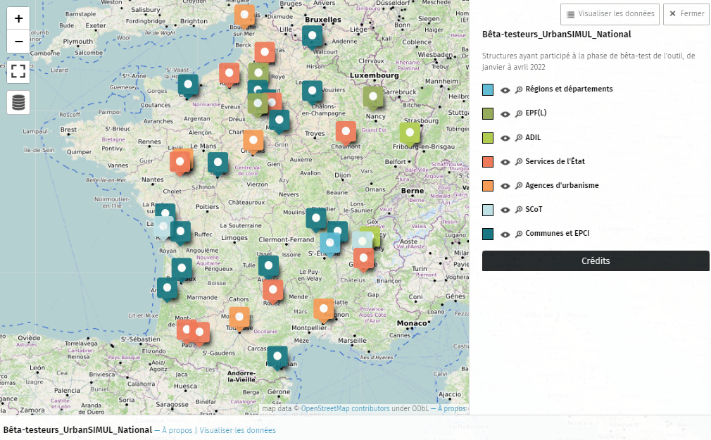 Carte des structures testeuses
