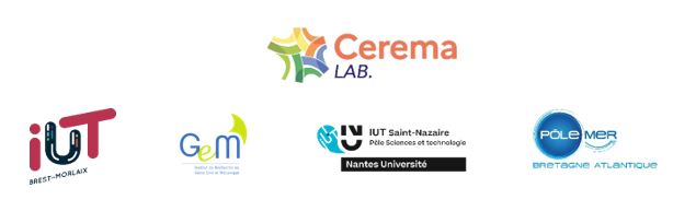 Logos CeremaLab, IUT Brest-Morlaix, GEM, IUT Saint-Nazaire et Pole Mer Bretagne Atlantique